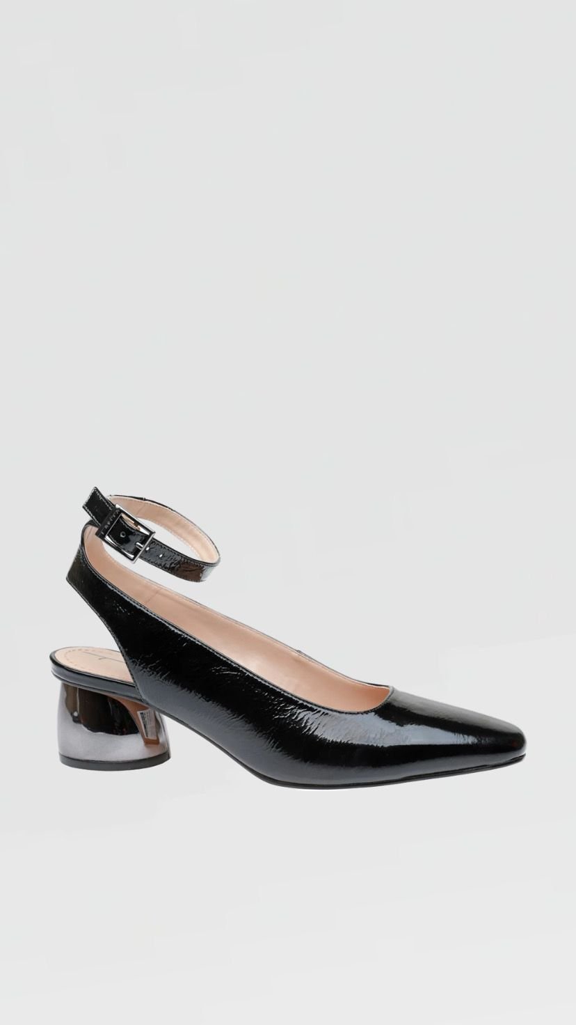 Slingback Couro Preto