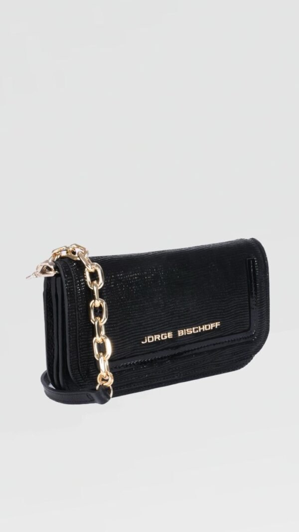 Bolsa Baguete Pequena Preto Couro